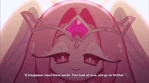 a cartoon character says " o trespasser heed these words turn back at once and go no further .. "