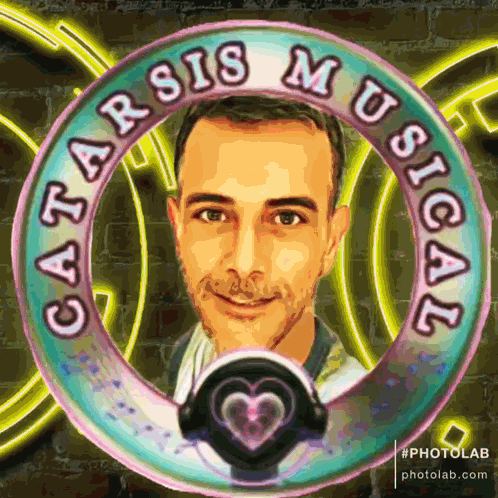 a picture of a man in a circle with the words catarsis musical