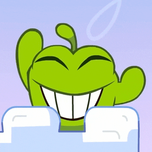 a green cartoon character is smiling and giving a thumbs up sign