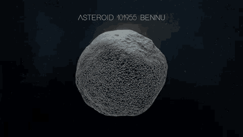 asteroid 101955 bennu is shown on a blue background