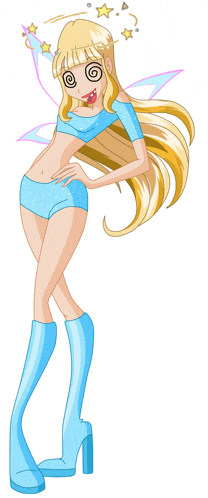 a cartoon of a girl with a swirl around her face