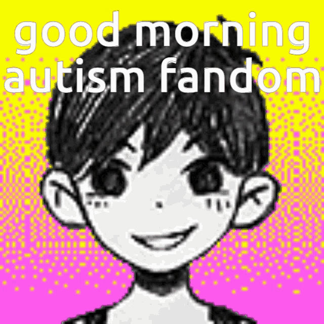 a black and white drawing of a boy with the words good morning autism fandom behind him