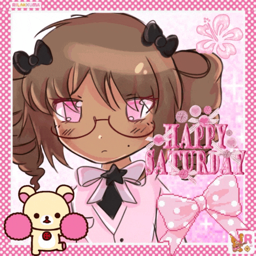 a happy saturday greeting card with a girl