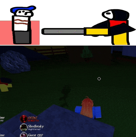 a drawing of a penguin holding a chainsaw next to a drawing of a penguin holding a phone