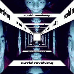 the word revolving that is on a graphic