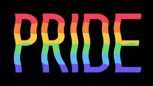 a black background with the word pride written in rainbow colors