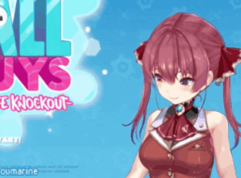 a girl with red hair is standing in front of a sign that says kill guys eknockout