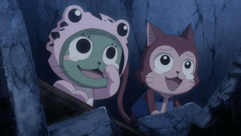two cartoon characters are standing next to each other one is wearing a frog costume