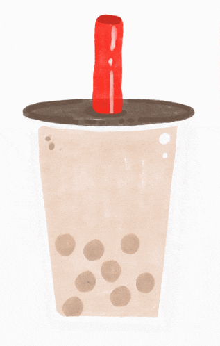 a cup of bubble tea with a red straw on top