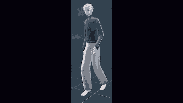 a computer generated image of a person with white hair