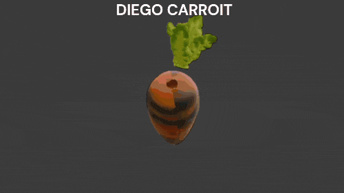 a drawing of a carrot with the name diego carroit on it