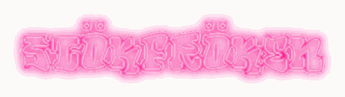 a glowing pink sign that says ' stuckfrisken ' on it