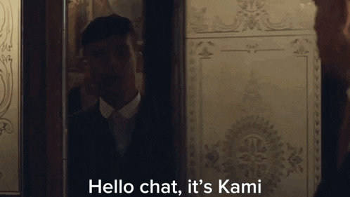 a man says hello chat it 's kami in front of a mirror