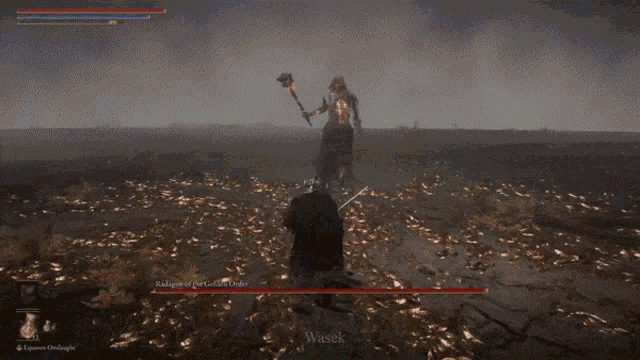 a video game is being played with a red flame coming out of it