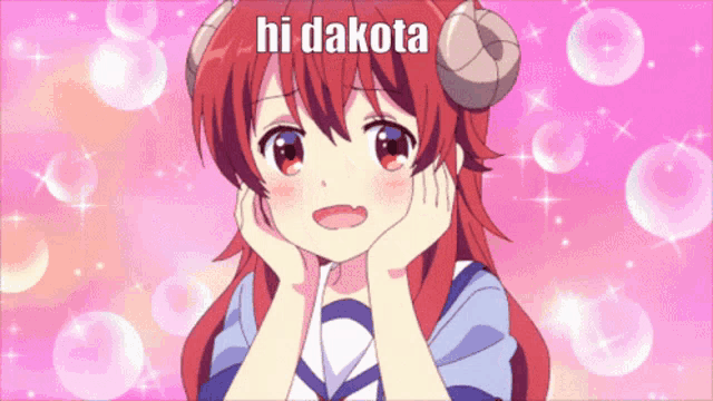 a picture of a girl with horns and the words hi dakota