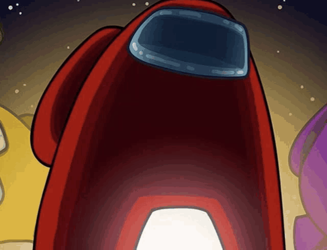 a red among us character with a visor on his head