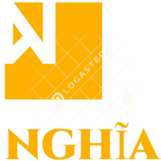 a yellow logo for nghia with a white background