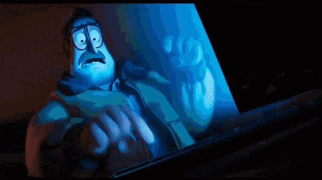 a close up of a person 's eyes with a blue light behind them