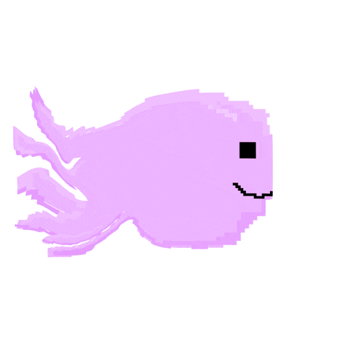 a pixel art of a purple octopus with a square face