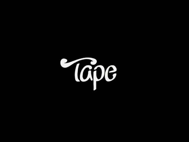 the word tape is written in white on a black background