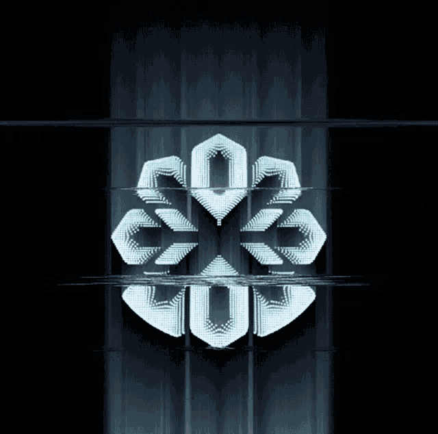 a glowing snowflake with a black background