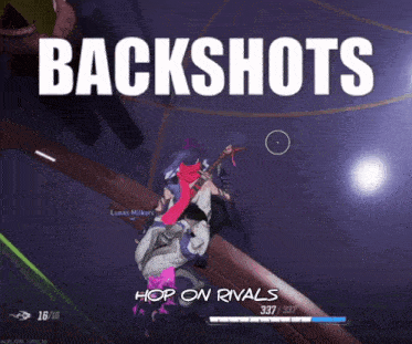 a screen shot of a video game with the words backshots hop on rivals