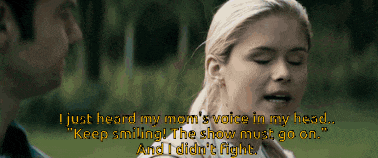 a man and a woman are talking and the woman says " i just heard my mom 's voice in my head