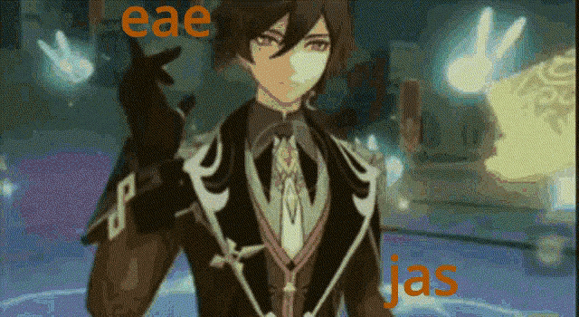 a cartoon of a man in a suit with the words eae jas on the bottom right
