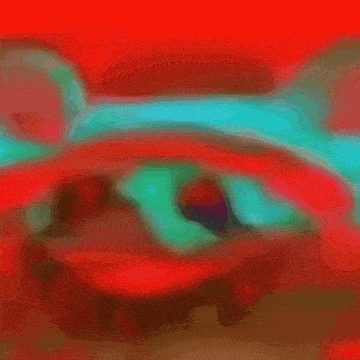 a painting of a red , green and blue background
