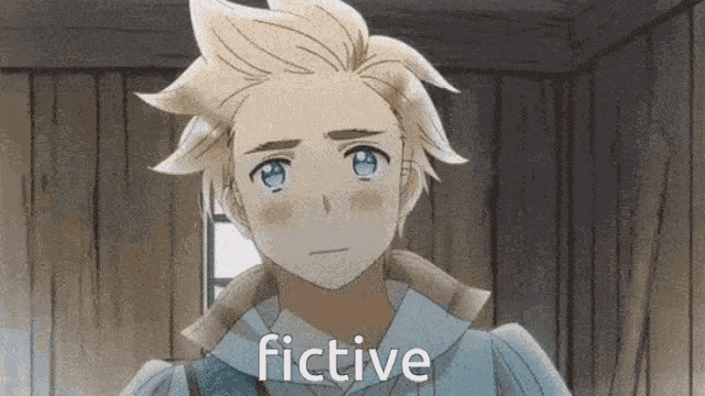 a cartoon character with the word fictive on the bottom right