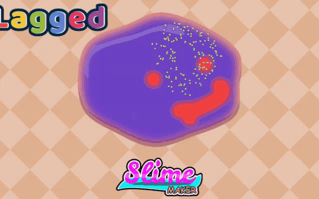 a game called lagged slime maker shows a purple and red slime