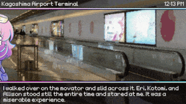 a screenshot of a video game that says kagoshima airport terminal at 12:13 pm