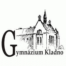 a black and white drawing of a castle with the words gymnazium kladno on it .