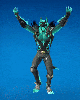 a video game character with green flames on his arms and legs