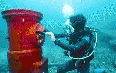 Scuba Diver Sending Mail GIF - Scuba Diver Sending Mail Post GIFs