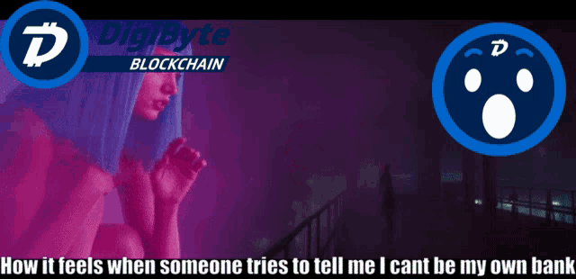 a man is standing in front of a banner that says digbyte blockchain
