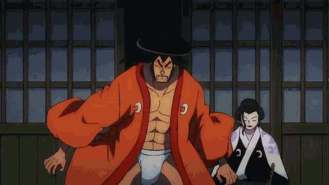 a cartoon of a man in a red robe with a crescent moon on it