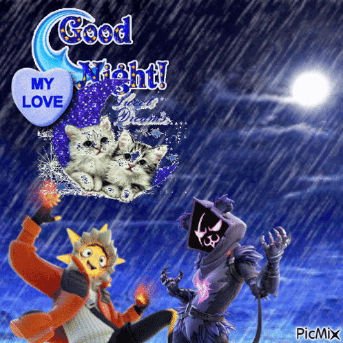 a good night greeting card with a heart that says my love