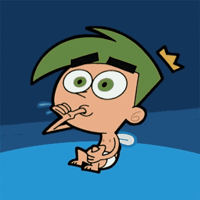 a cartoon character has a crown on his head