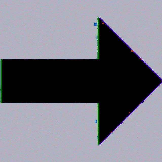a colorful arrow pointing to the right with a black background