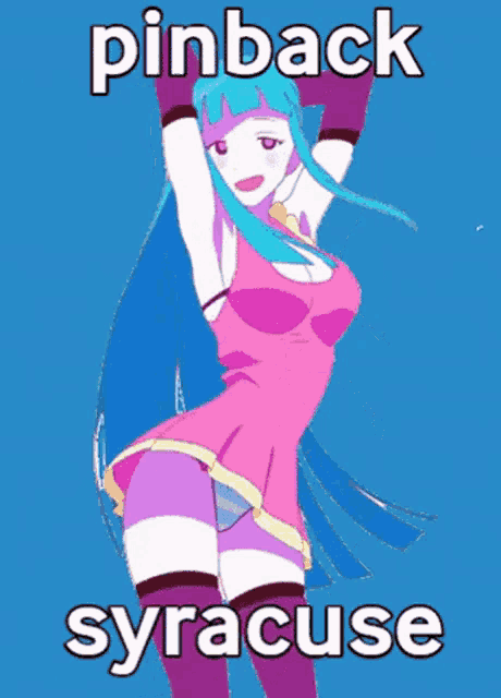a picture of a girl with blue hair and the words pinback syracuse on the bottom