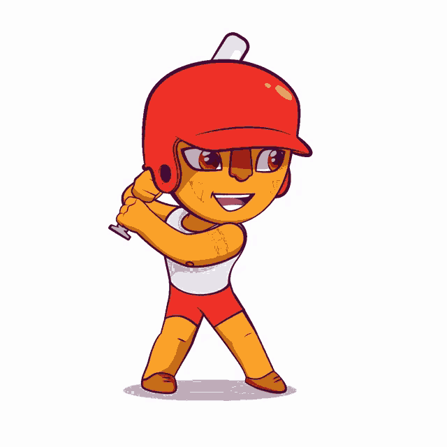 a cartoon drawing of a baseball player with a red helmet