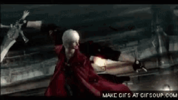 a video game character is being attacked by a monster .