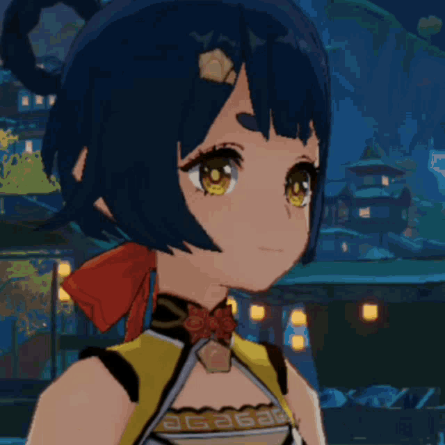 a close up of a girl 's face in a video game with the letter g visible