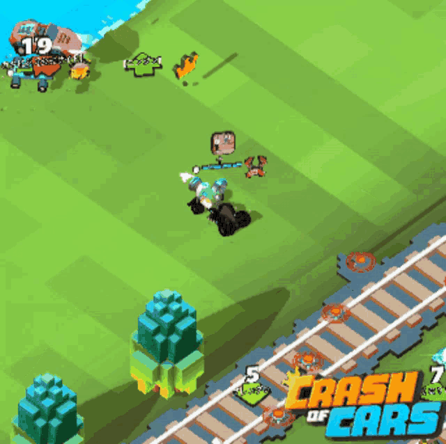 a game called crash of cars is being played on a computer