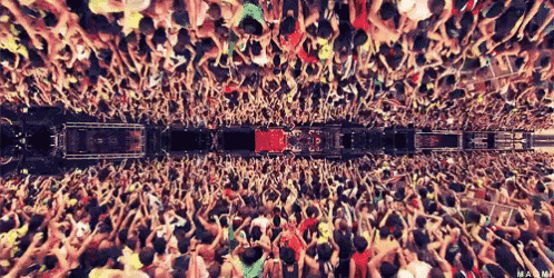 an aerial view of a crowd of people at a concert with the words miami on the bottom