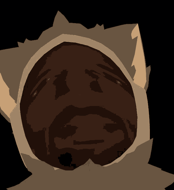 a close up of a person 's face with a hood on it