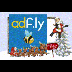 a christmas scene with a sign that says adfly on it