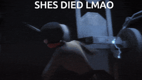a picture of a woman with the words shes died lmao on the bottom