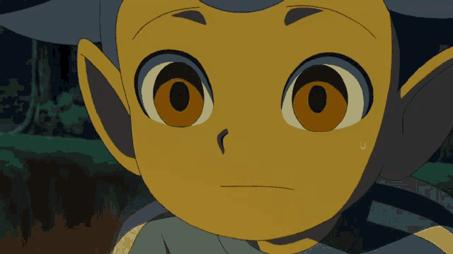 a close up of a cartoon character 's face with a shocked look on his face